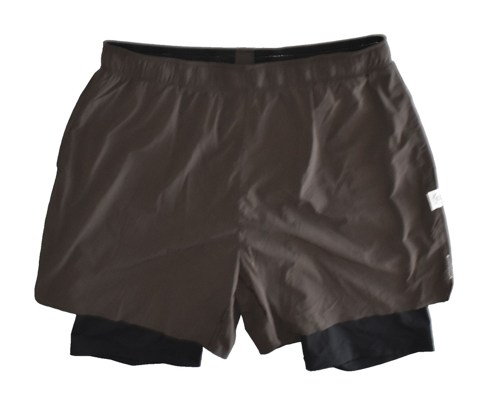 A5 NEW REIGNING CHAMP Brown Pinstriped Classic Fit Training Shorts Size L